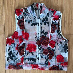 GANNI Monroe Embroidered Tulle Top